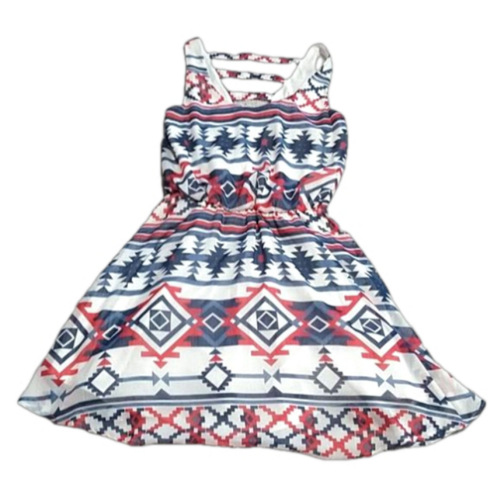 (78)   xhilaration dress, red, white & blue sleeveless 4th of july summer dress,